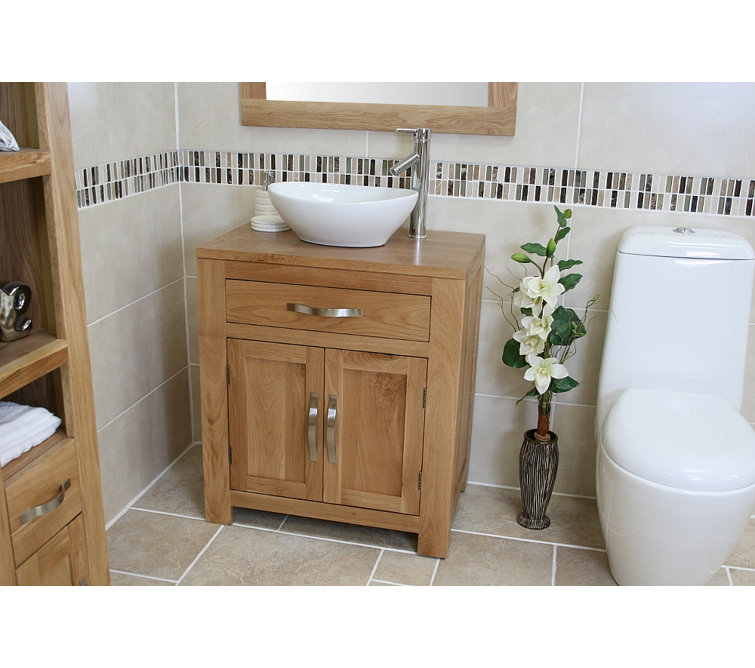 August Grove Desirae Solid Oak 700mm Freestanding Vanity Unit Wayfair.ie